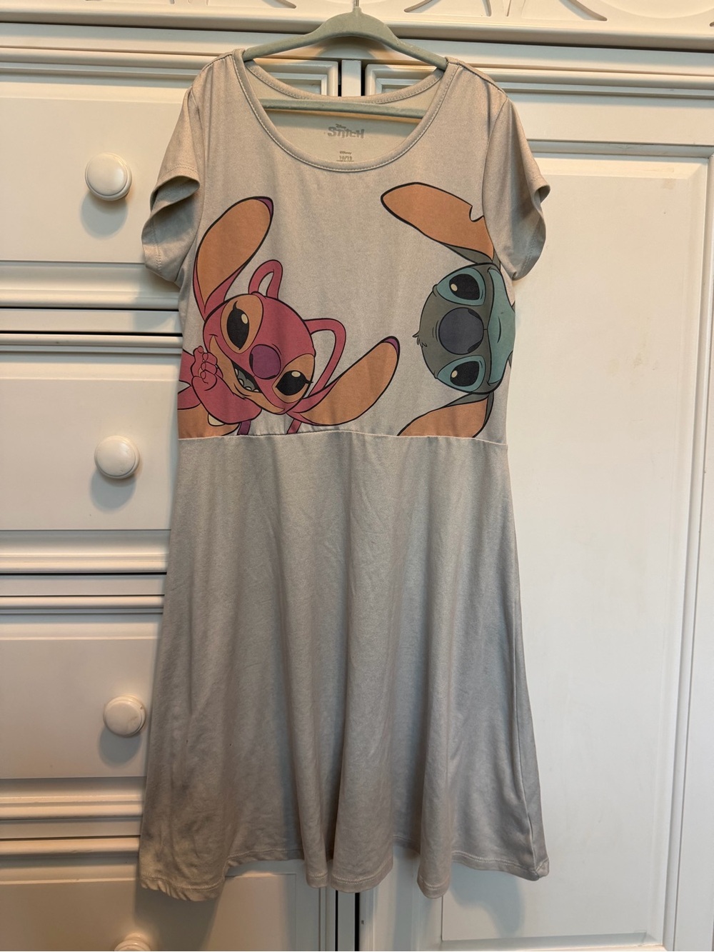 Disney Gray Dress with Pink & Teal Stitch Characters - Picture 1 of 3